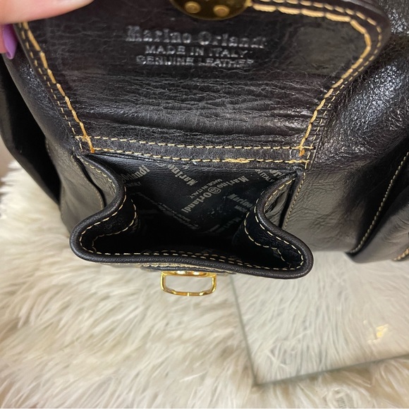 Marino Orlandi Black Leather Bag with Gold Accents - Picture 15 of 16